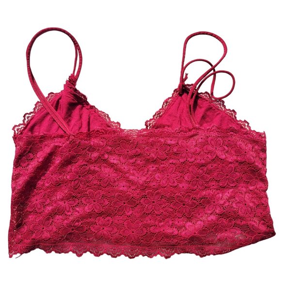 Bralette Lace Floral Spaghetti Straps V Neck Two Blue Red Womans Size Medium - Picture 9 of 13